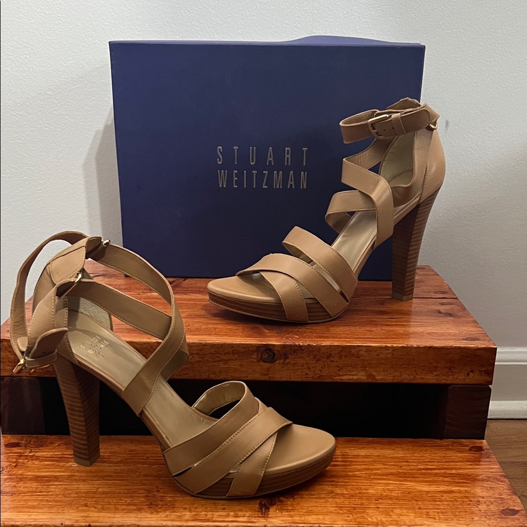 Stuart Weitzman Camel Strappy Heels